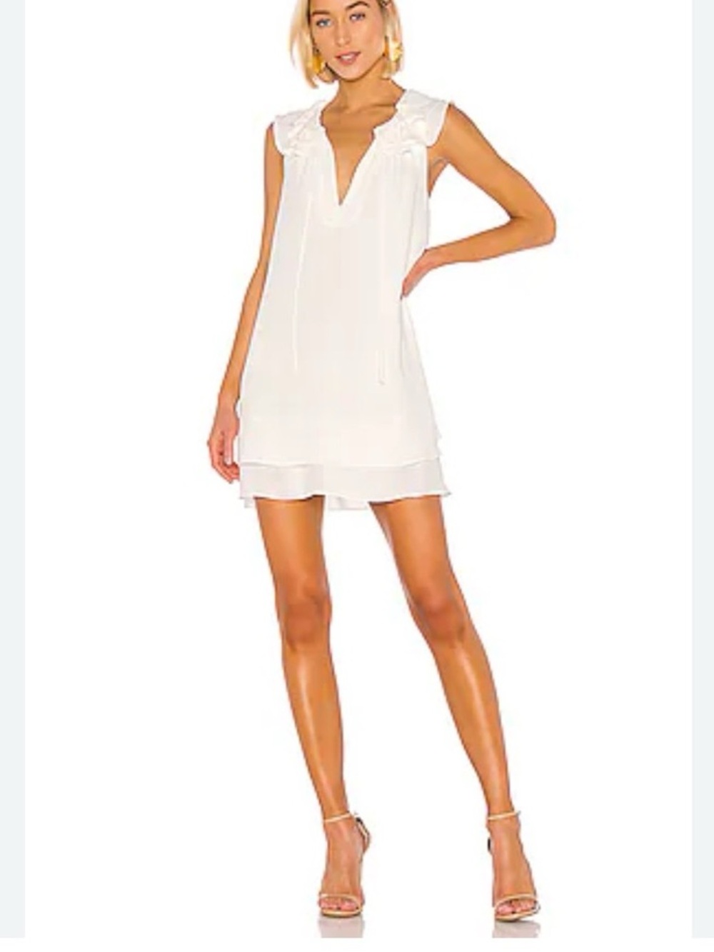 Amanda Uprichard Belle Ivory White Ruffle Chiffon Mini Dress SMALL